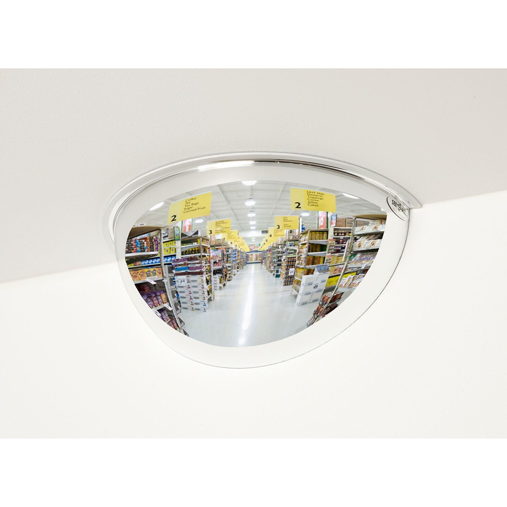 See All Plastic Half Dome Mirror - 36in. Dia., 180 Degree, Indoor, 38ft. View, Model# PV36-180